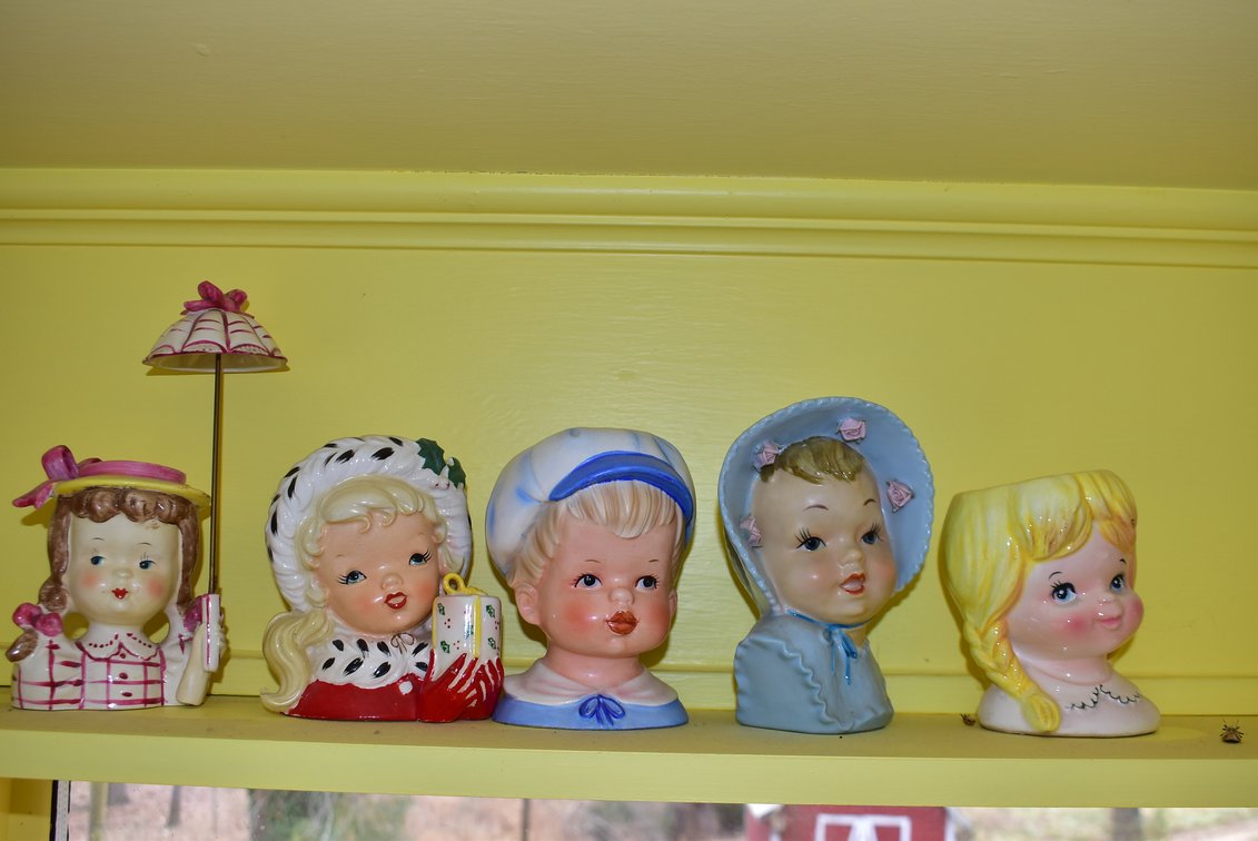 Vintage Ceramic Lady Head Vases