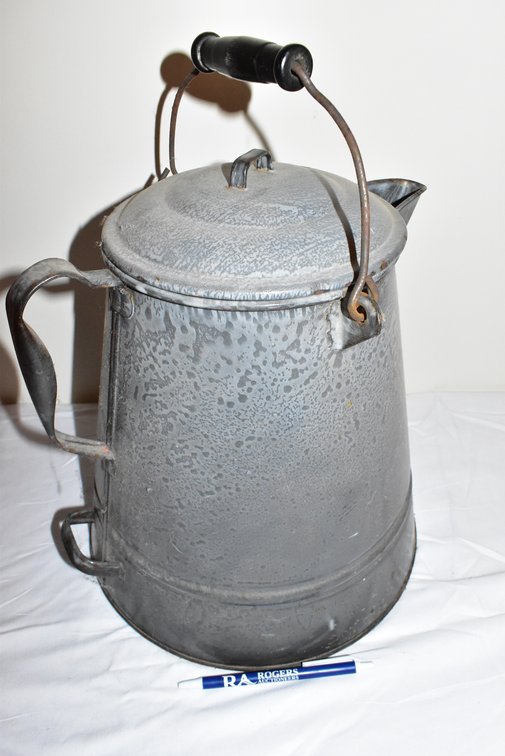 Gray Graniteware Cowboy Coffee Pot