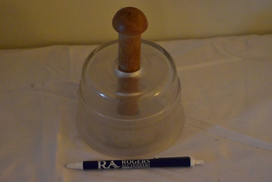 Antique Glass & Wood Butter Mold