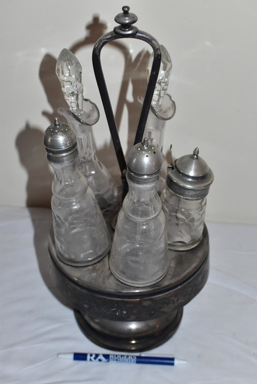 Antique Victorian Silver Plated Condiment Cruet Set