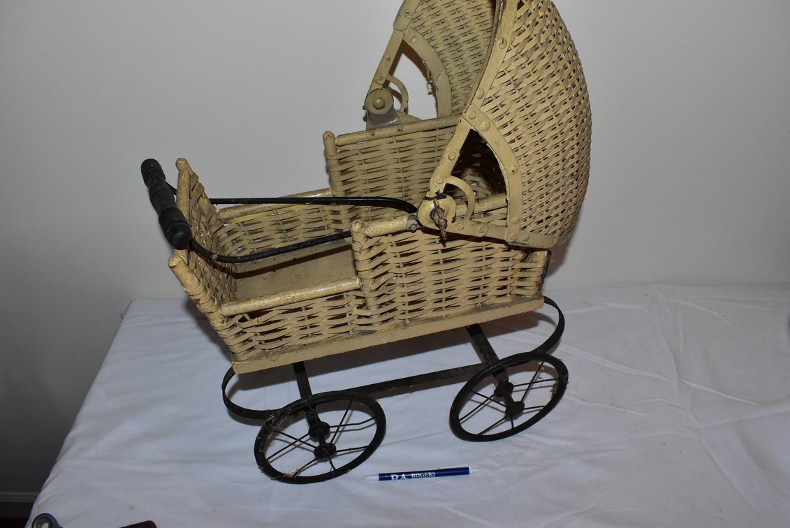 Antique Wicker Doll Carriage Buggy