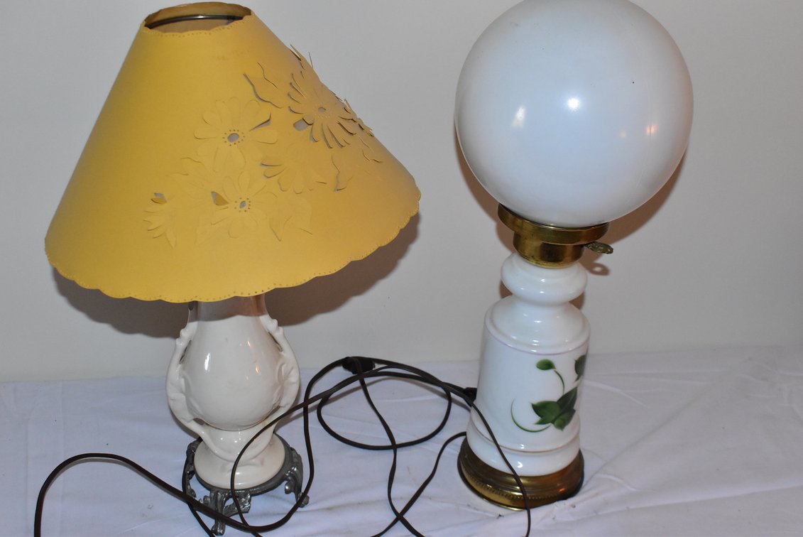 Hand Painted Milk Glass Lamps