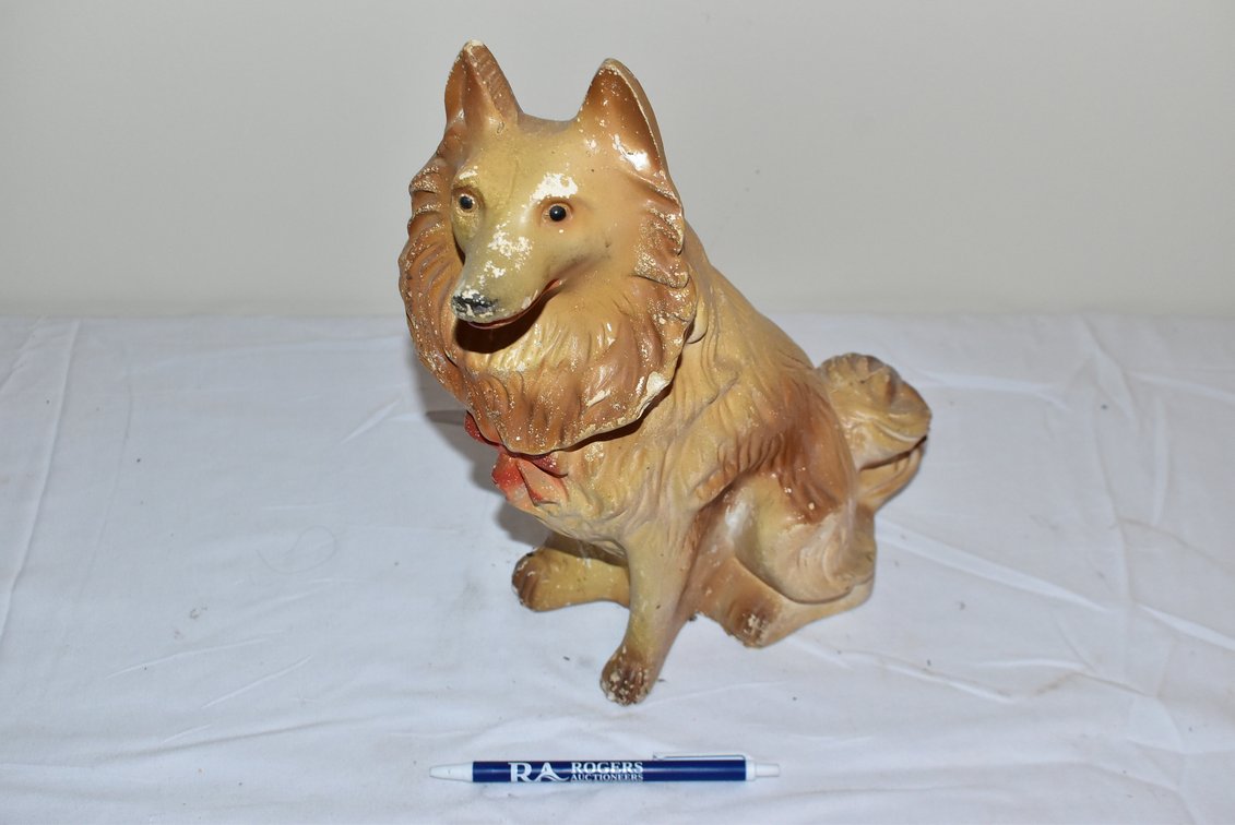 Chalkware Collie Dog Figurine