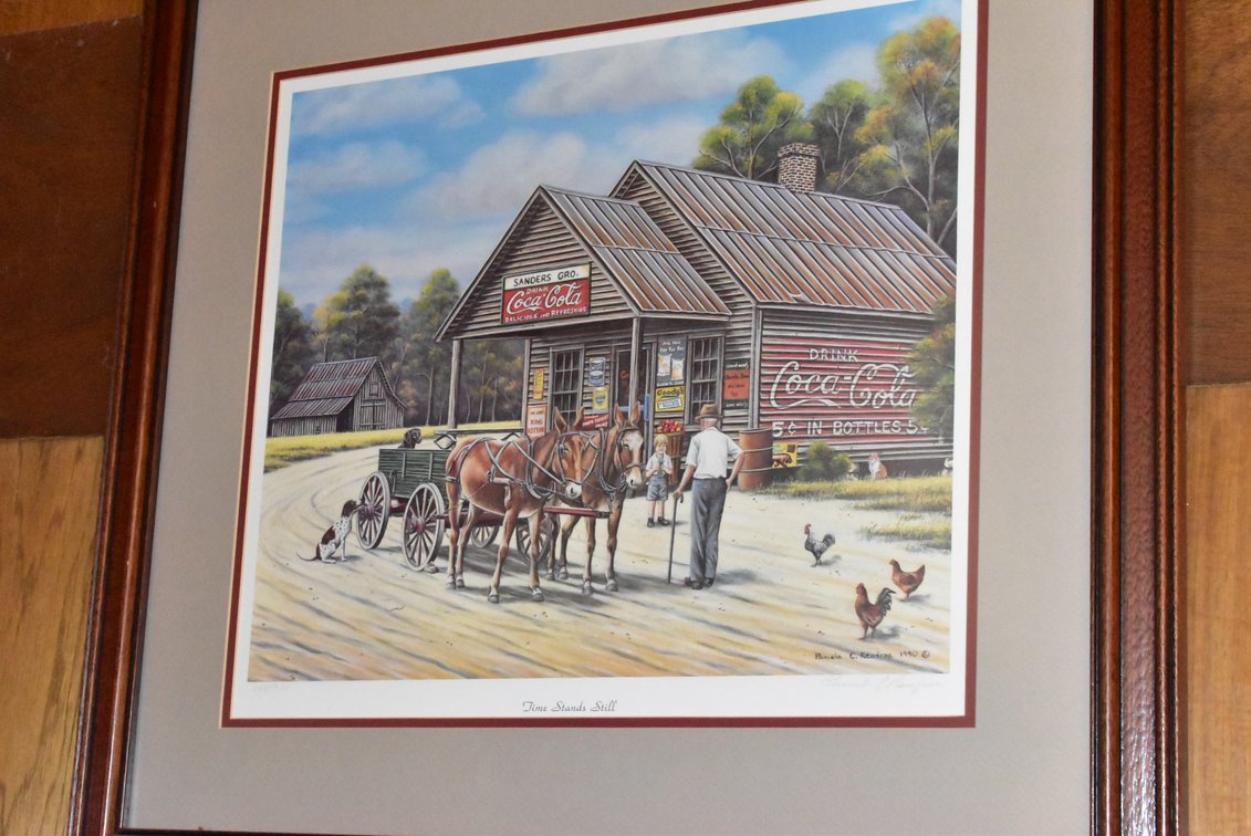 "Time Stands Still" Signed & Numbered Print Country Store w/ Mules by Pamela C. Renfroe