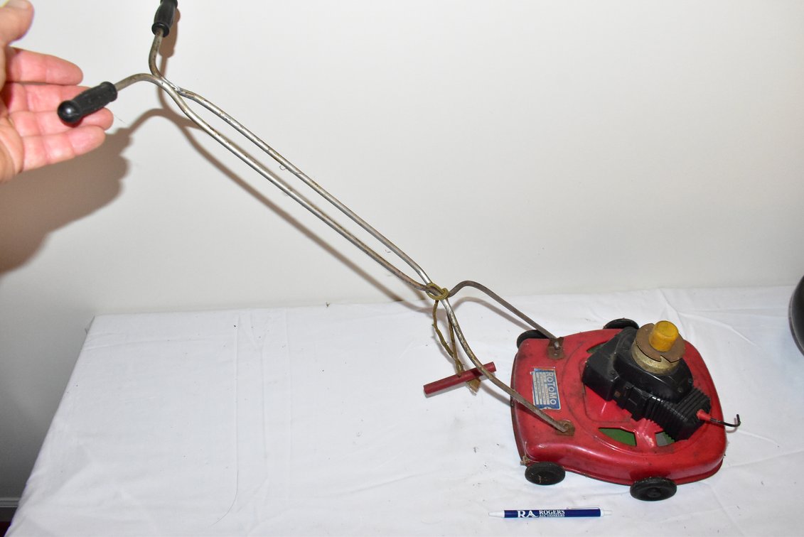 Vintage RotoMo Steel Toy Lawn Mower