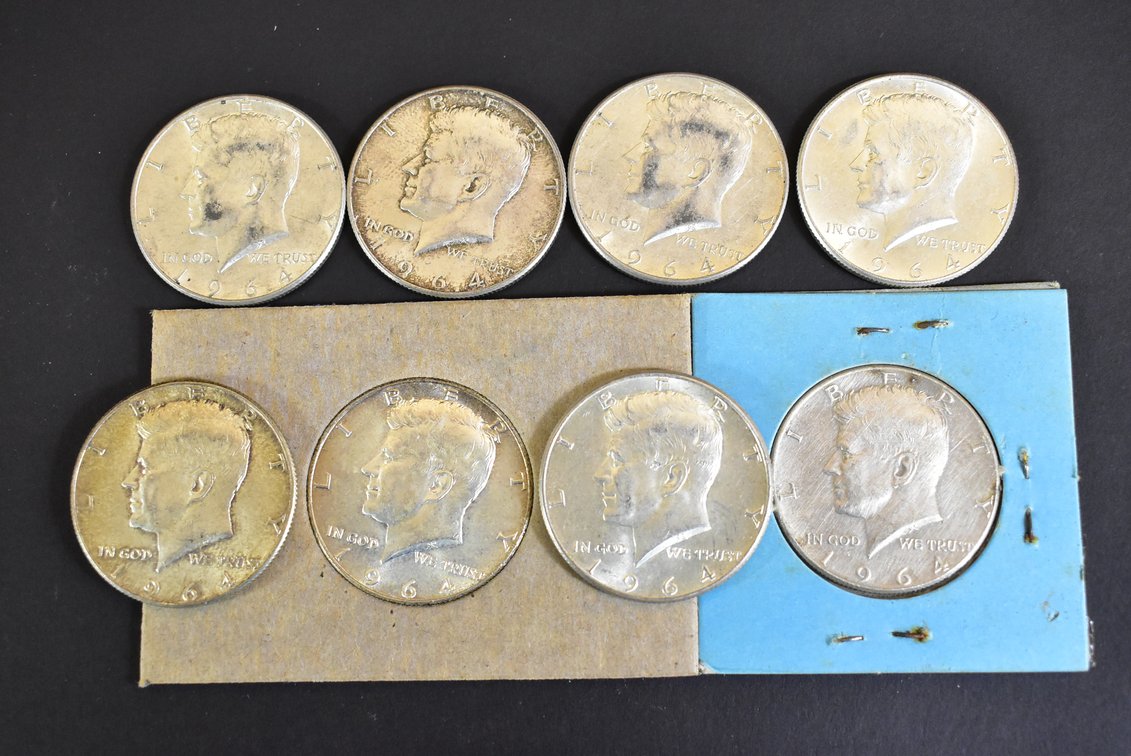 (8) 1964 Kennedy Half Dollars