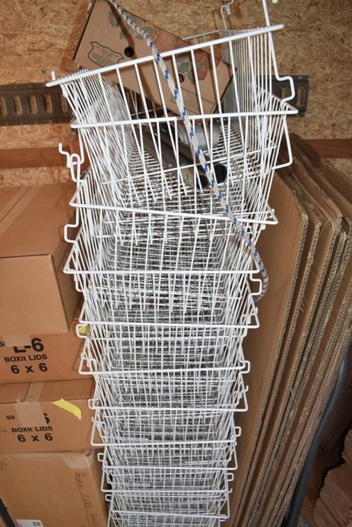 Wire Grid Panels **ONLY 3 Panels, 6 Struts, 5 Baskets & 3 Plexiglass Shelves