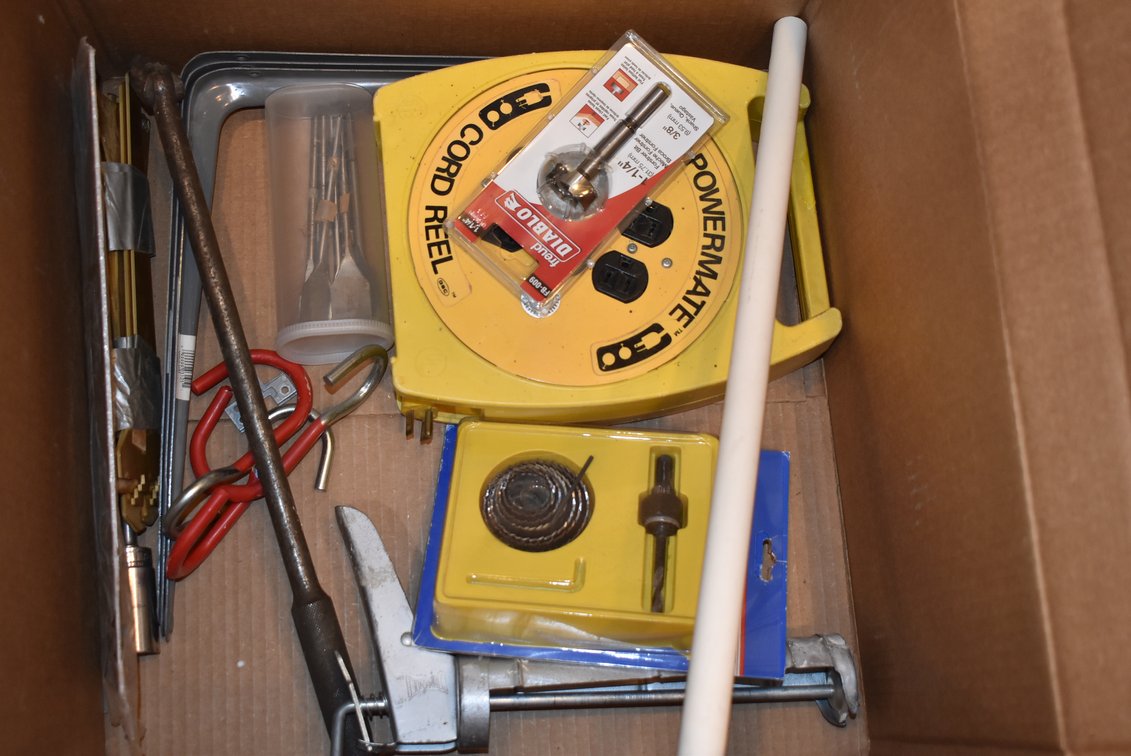 Powermate Cord Reel + Box Tools+