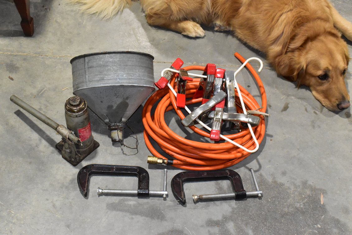 Clamps, Funnel, Bottle Jack, Etc.