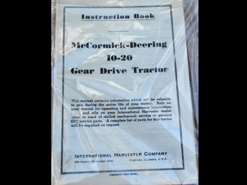 McCormick Deering 10-20 Tractor Instruction Manual