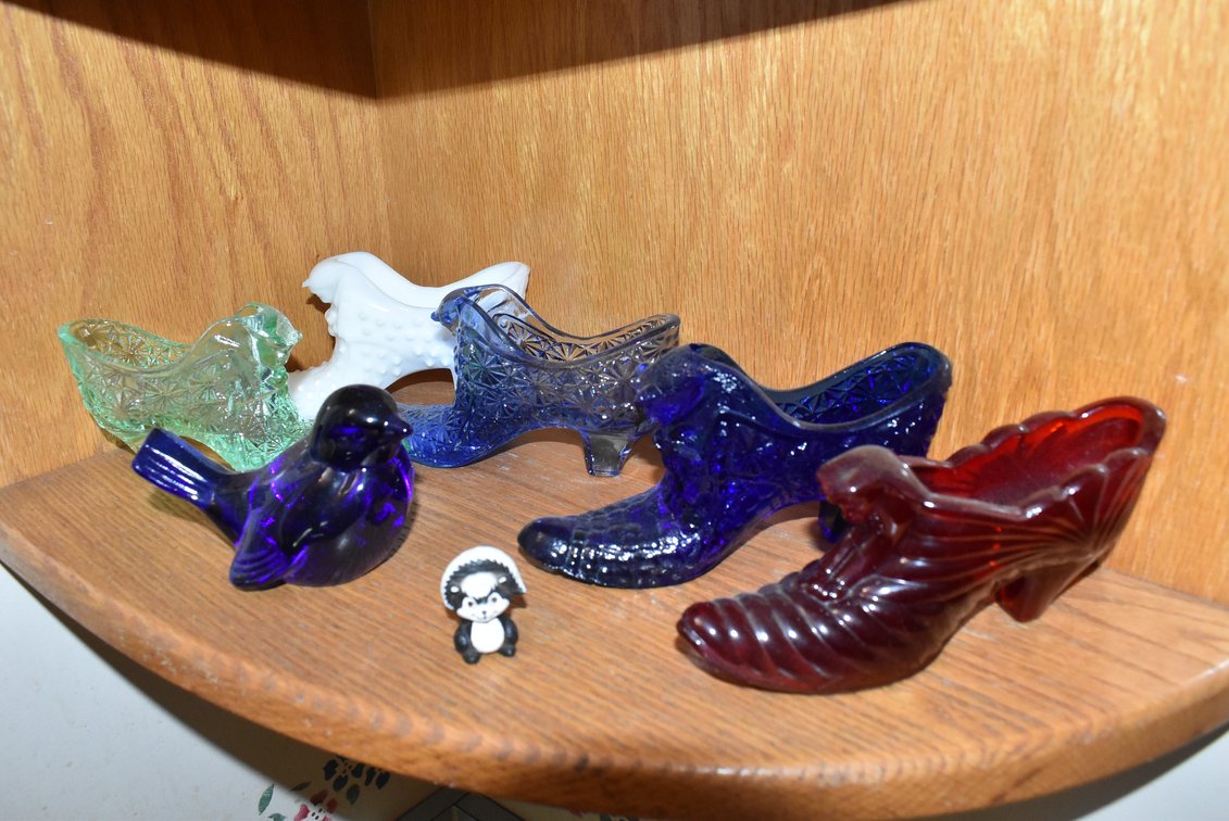Glass Slippers Shoes & Bird Figurines