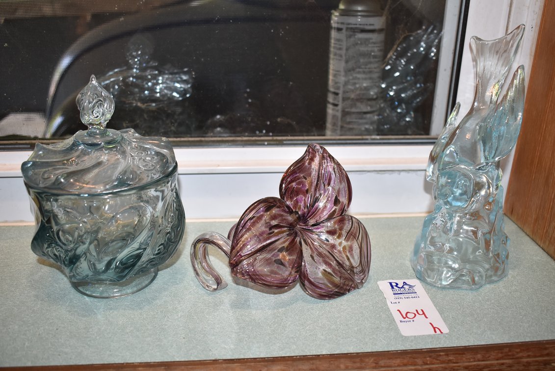 Glass Bowl & Flower & Bird Figurines