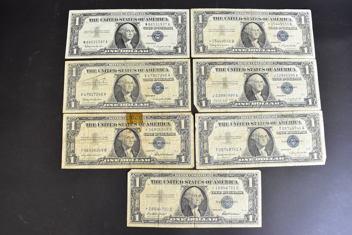 (7) One Dollar Silver Silver Certificates