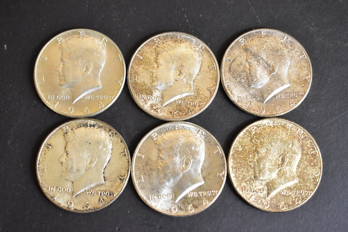 (6) 1964 Kennedy Half Dollars