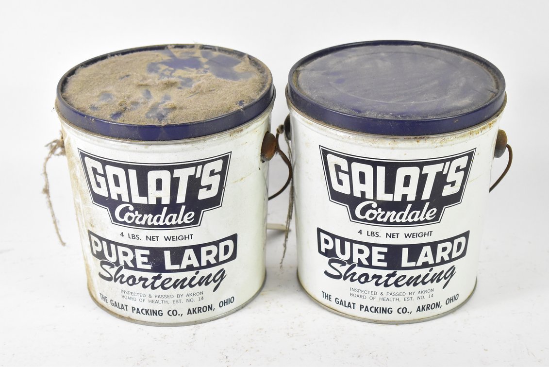 (2) Galat’s Corndale Pure Lard Shortening Tin Cans