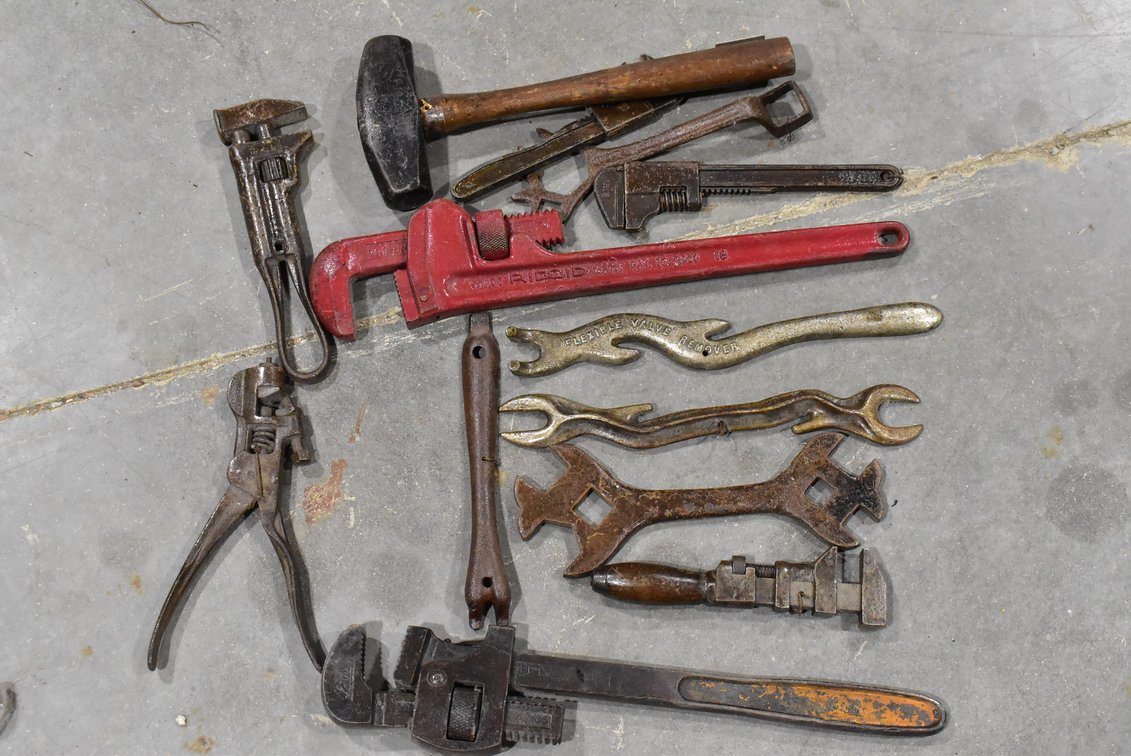 Assorted Tools - Wrenches, Handle, Mallet