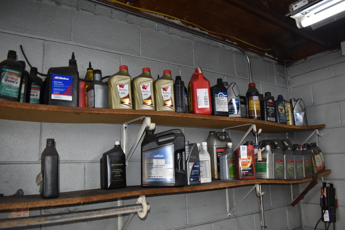 Contents of Shelves - Transmission Fluid, Oil
