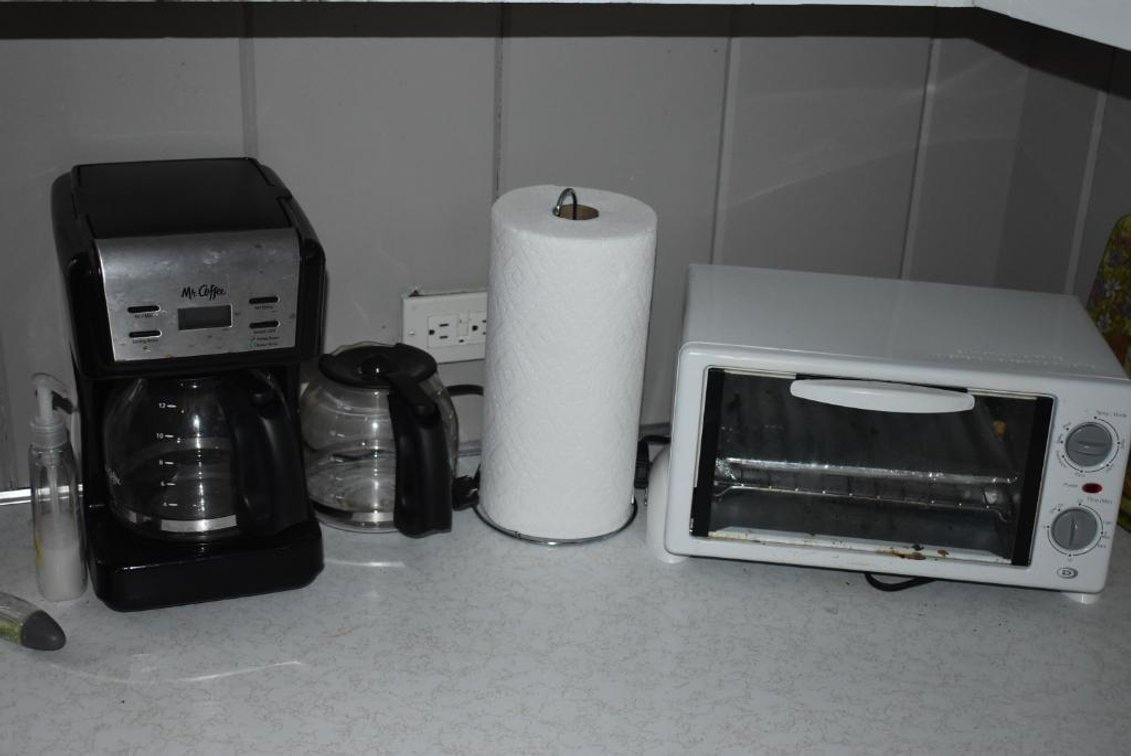 Mr. Coffee Maker, Toaster Oven, Paper Towel Holder