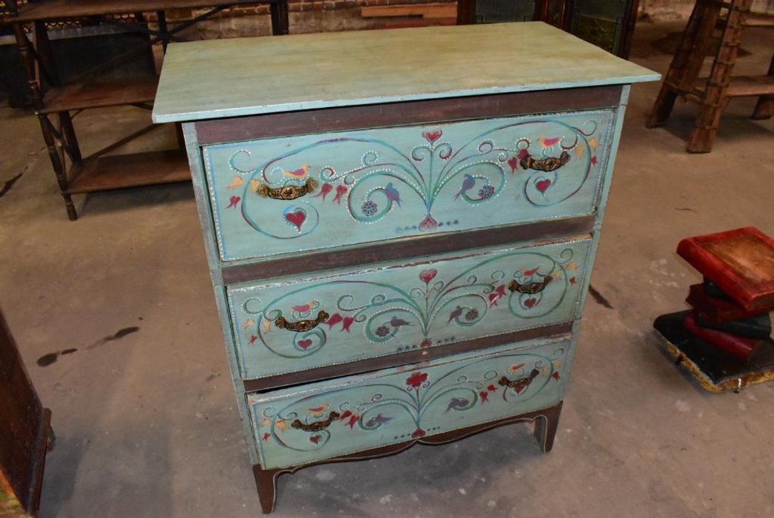 Blue Decorated Chest of Drawers