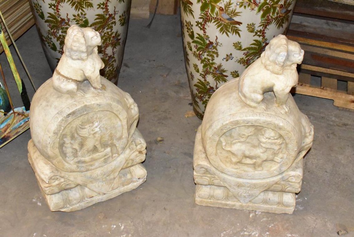 Pair Granite Concrete Statuaries