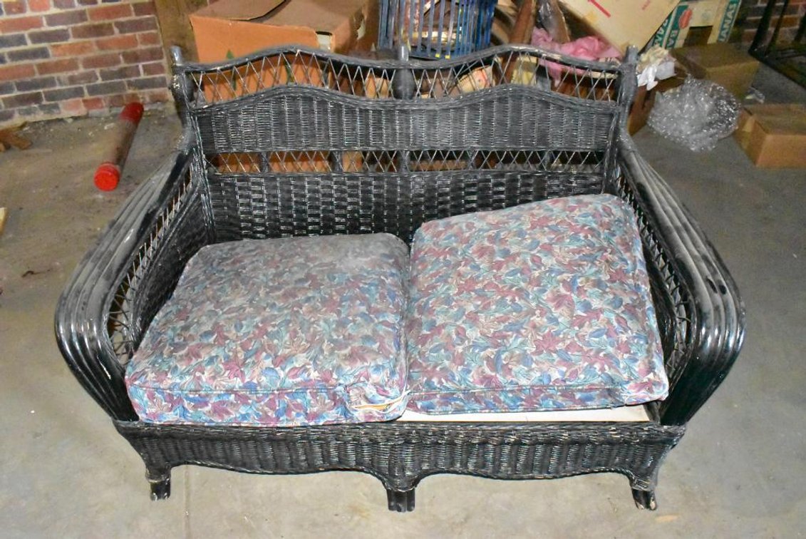 Black Wicker Love Seat Sofa