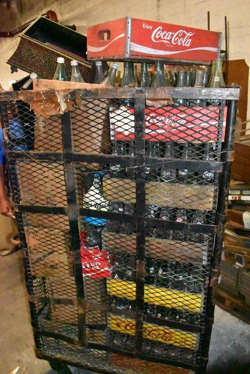 Vintage Soda Bottles & Crates w/ Cart - Coca Cola, RC, Cheerwine, Pepsi