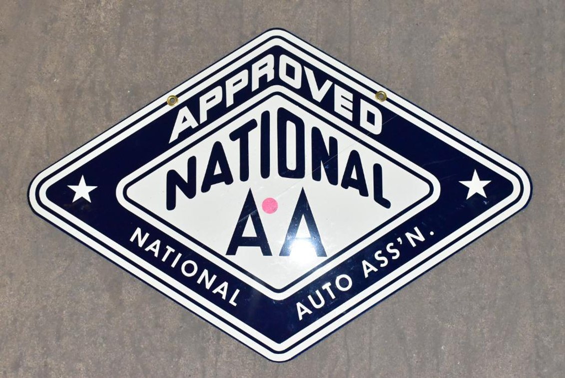 Heavy Metal Porcelain National AA Auto Association Sign - Dual Sided