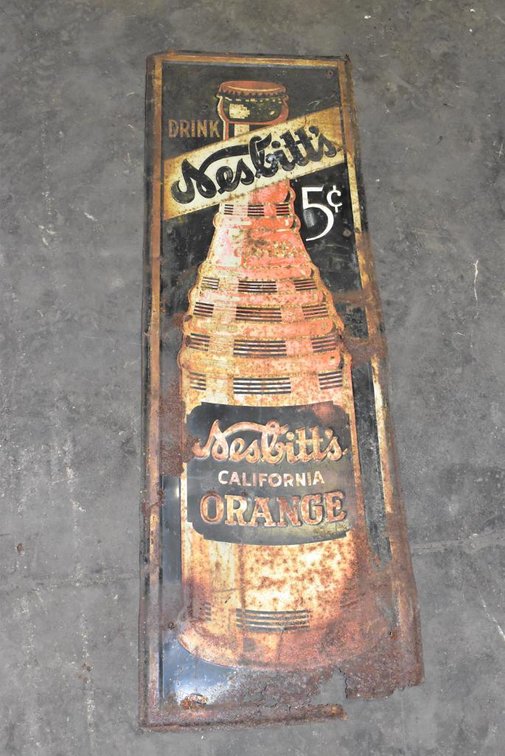 Vintage 5 Cents Nesbitt's California Orange Soda Metal Sign