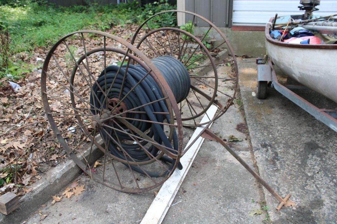 Vintage Hose Cart Reel w/ Hose