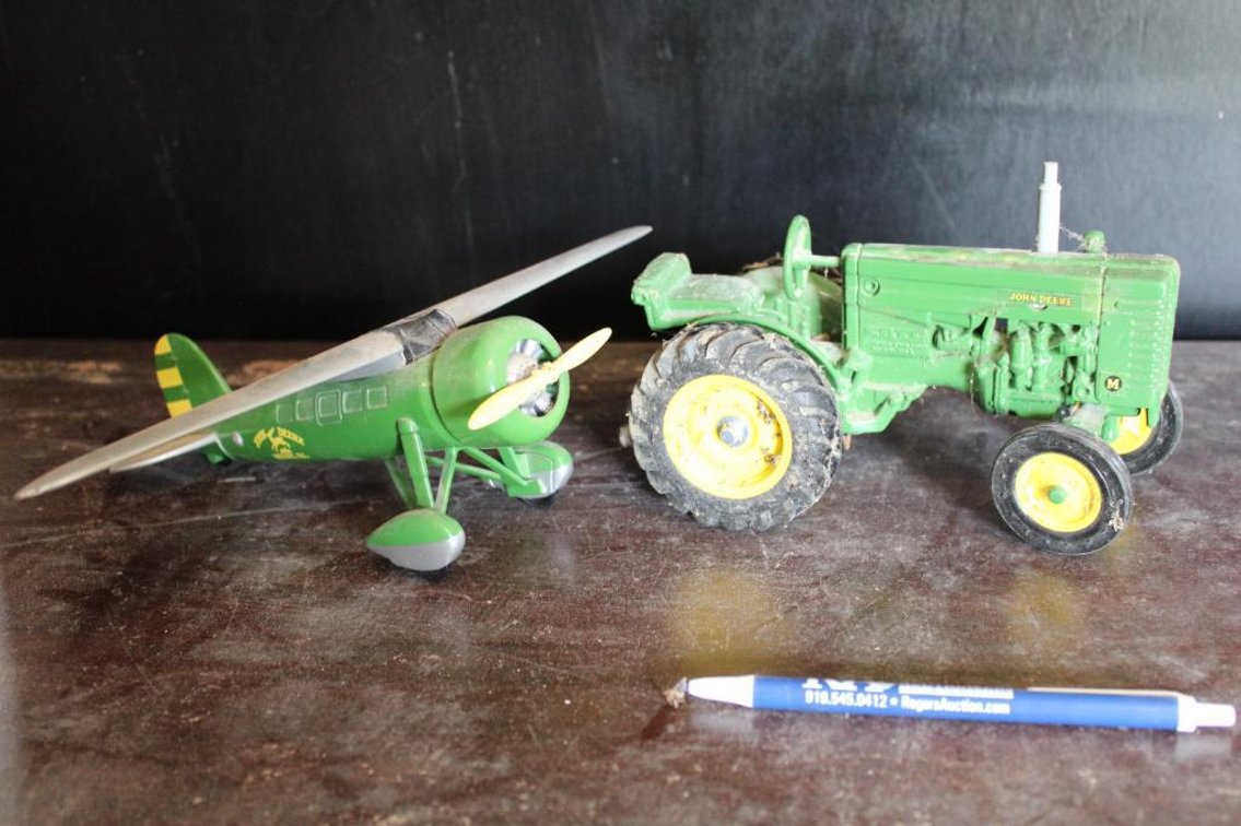 John Deere Scale Model "M" Tractor & Airplane Toys