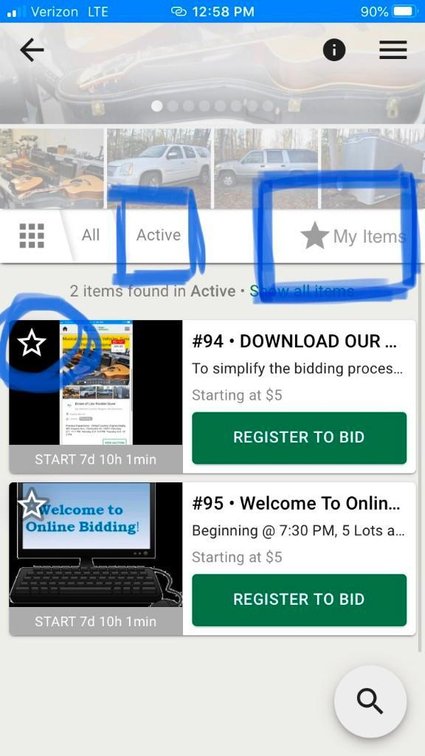 Active Catalog, Refreshing, Starred Items *THESE BIDS DO NOT COUNT