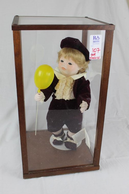 Porcelain Doll in Case - Dolls by Jerri Boy w/ Balloon