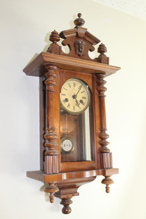 Antique Pillar and Scroll Wall Mount Clock