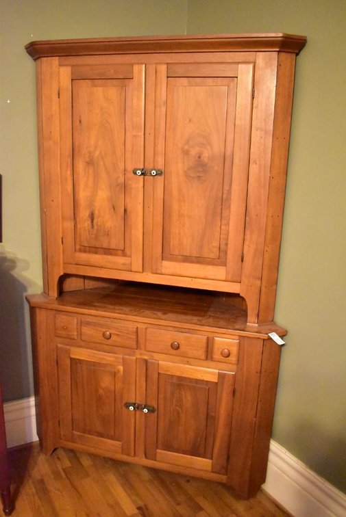 American Late 19th Century Walnut Corner Cupboard