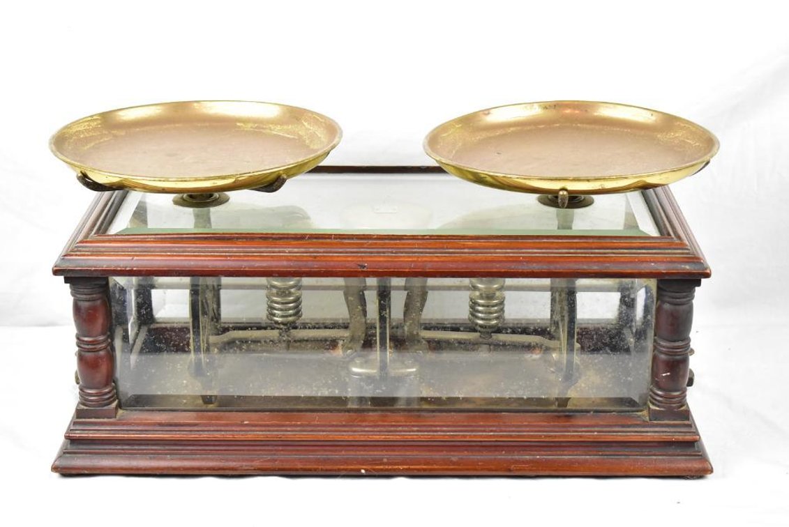 American Late 19th Century Glass and Wood Encased Scale - The Torsion Balance Co.