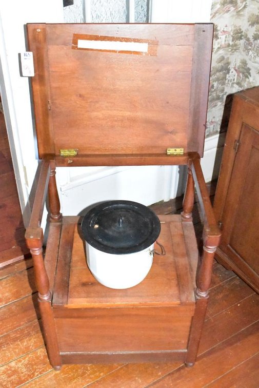 American Mid 19th Century Walnut Chair Table - Potty Seat w/ Pot