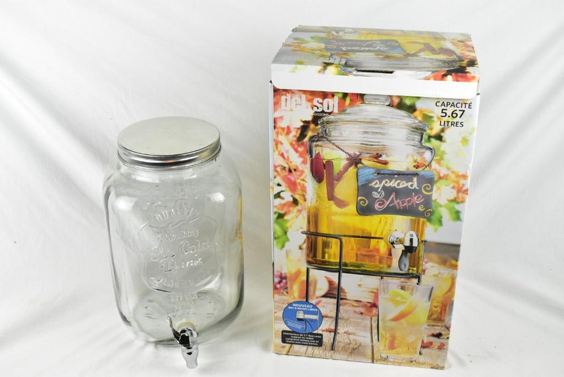 2 Glass Serving Containers - 1 in Box Has Stand