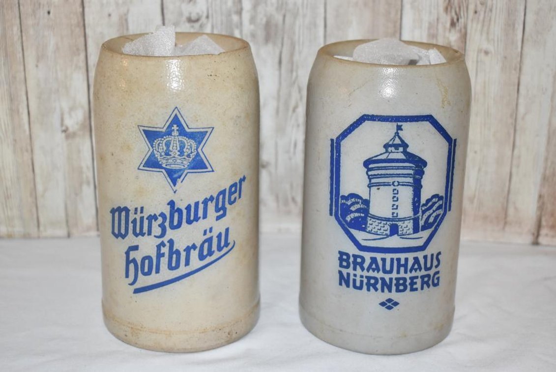 2 Vintage Clay Beer Steins from Germany - Beer Mugs
