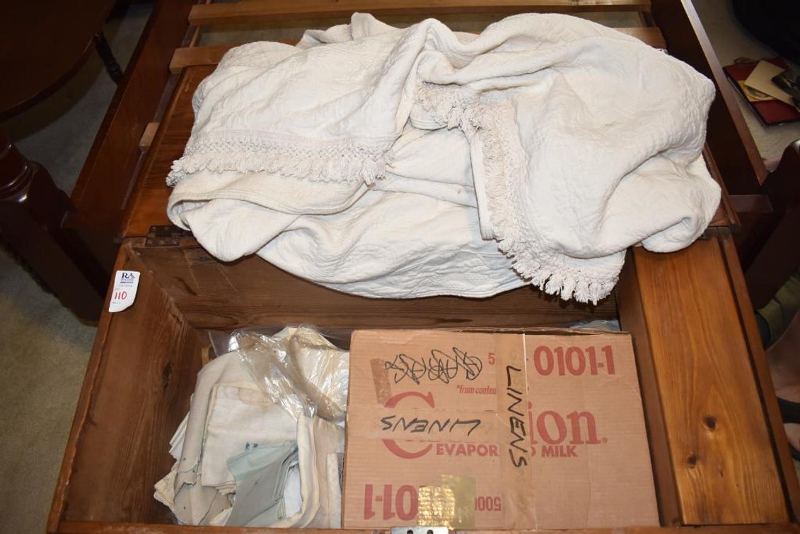Vintage Linens in Chest and Box