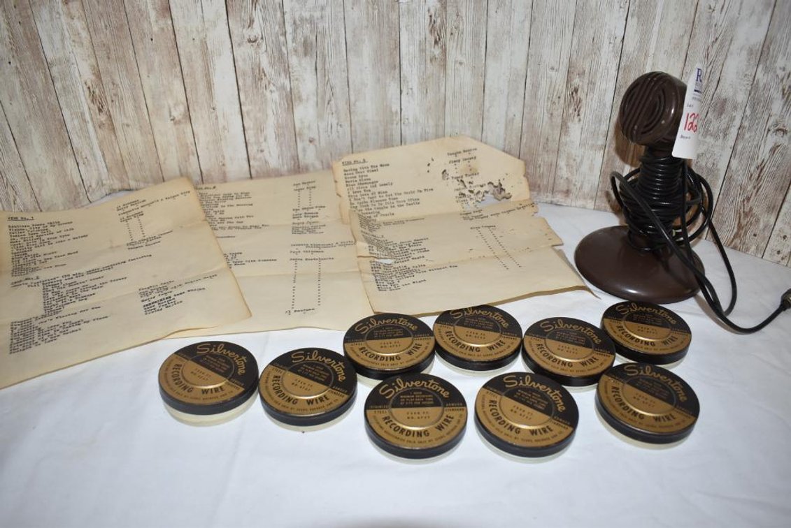 Vintage Silvetone Recording Wire Reels & Bakelite Microphone