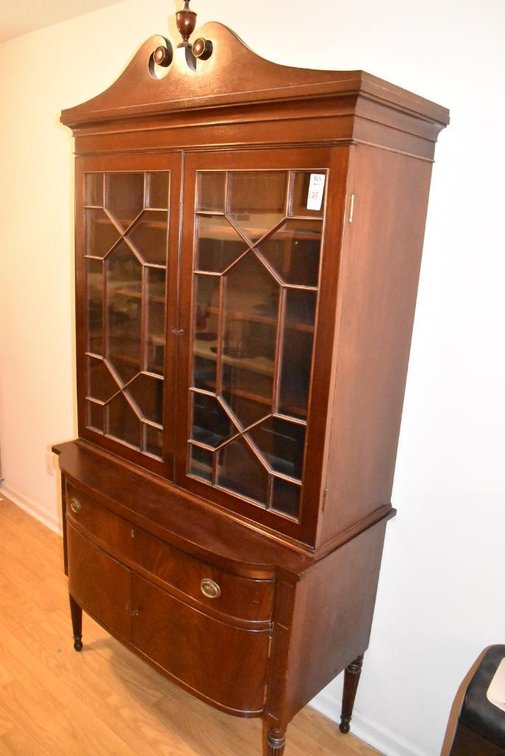 Antique China Cabinet w/ Central Urn Finial