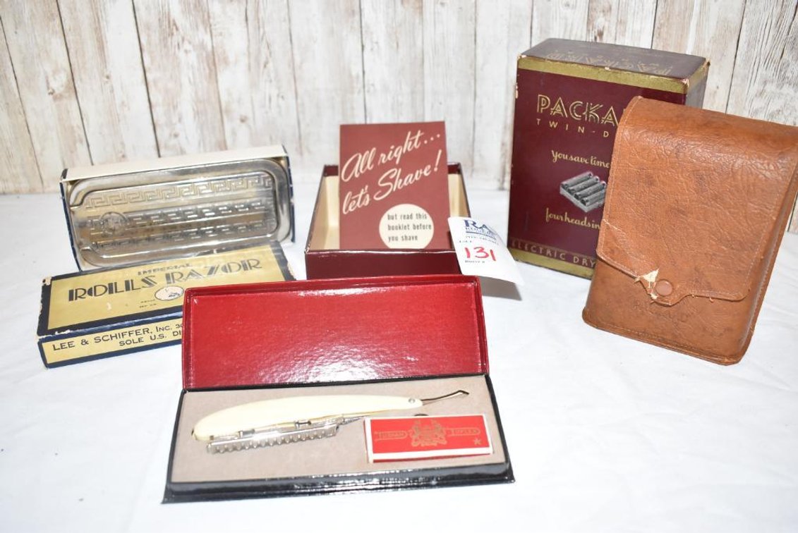 Vintage Razors - Durham Duplex, Imperial Rolls Razor & Packard Twin-Dual Electric Dry Shaver