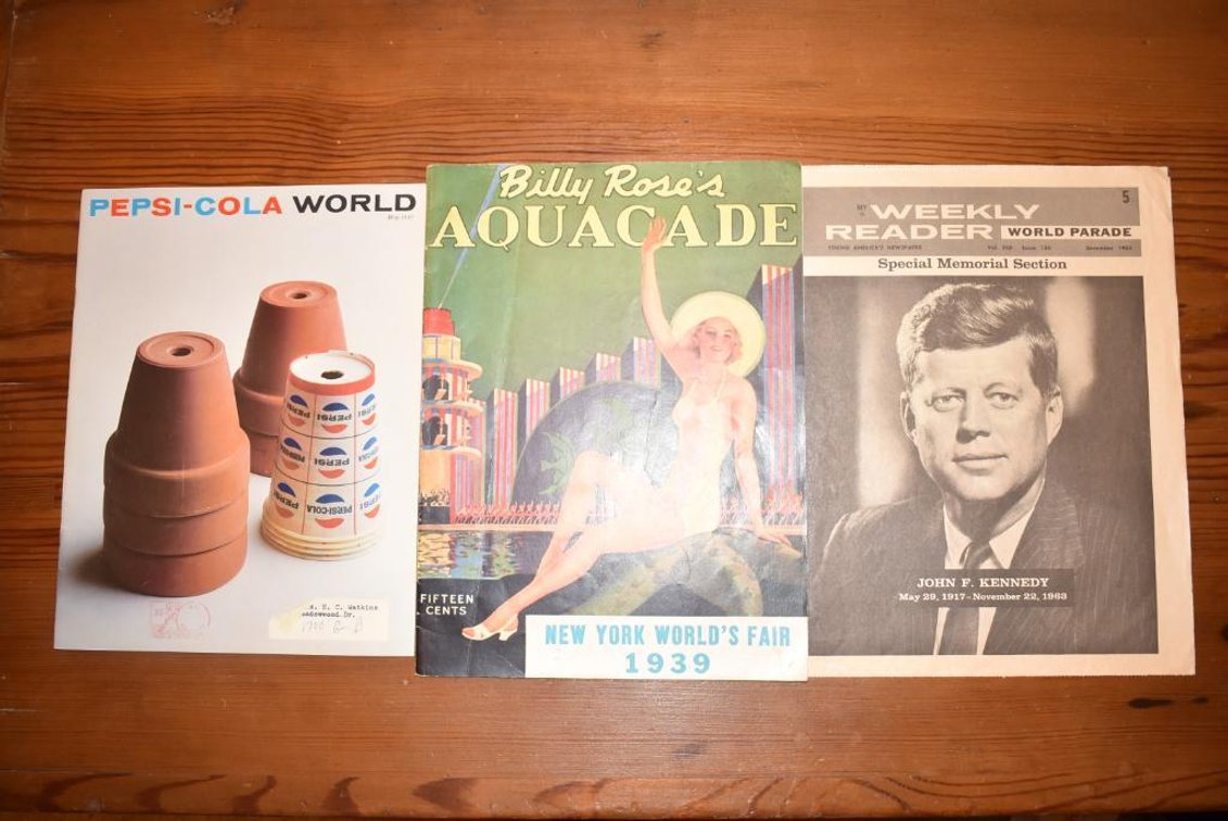 1939 New York World's Fair Magazine, Pepsi-Cola World, & JFK in Weekly Reader