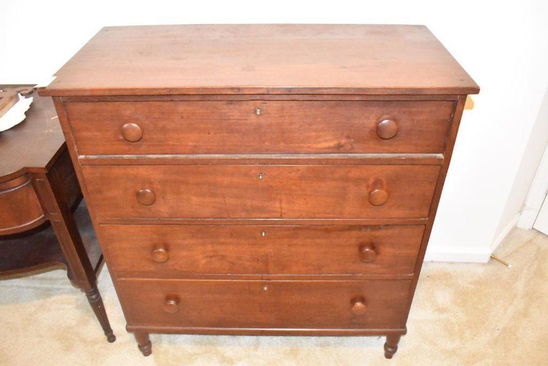 Walnut & Yellow Pine Antique 4 Drawer Chest