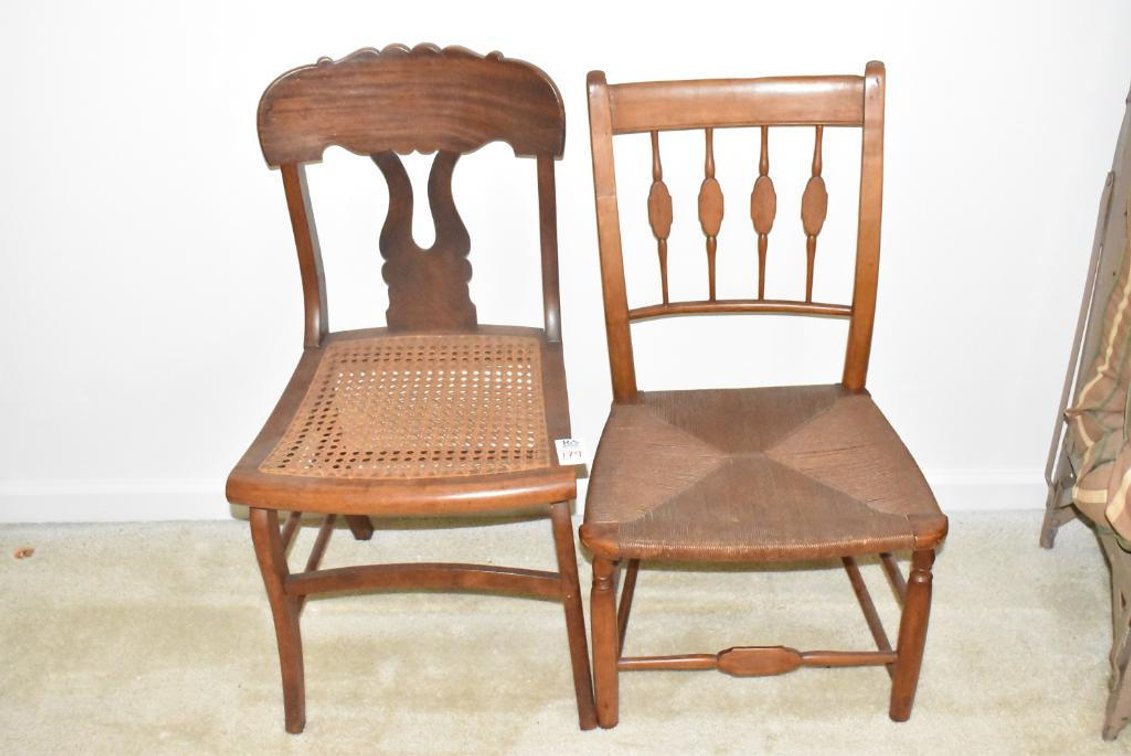 2 Vintage Cane Bottom Chairs