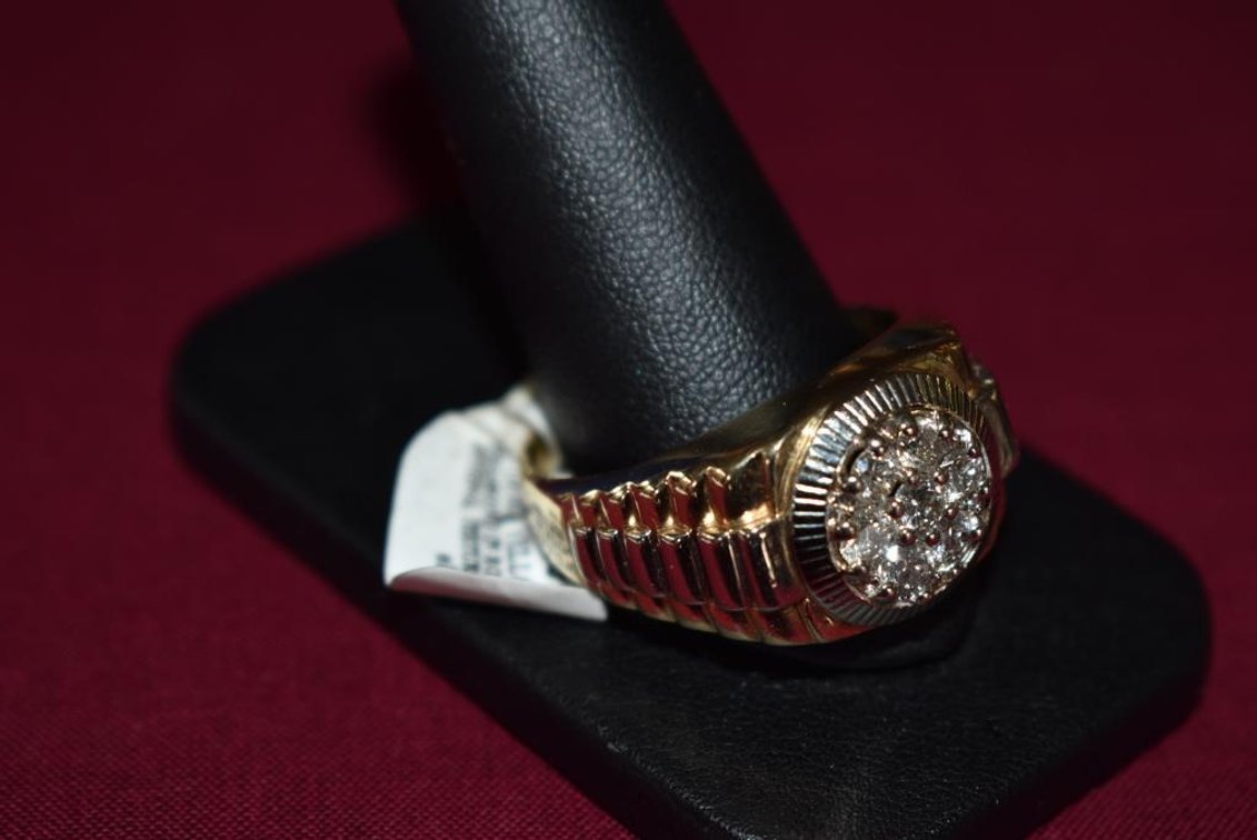 10k 16.40g YG 7 Diamond Round Setting Ring