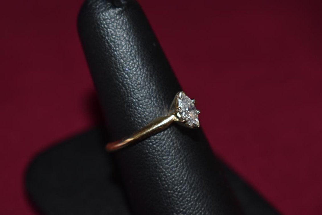 14k 1.90g YG Marquise Diamond Solitaire Ring