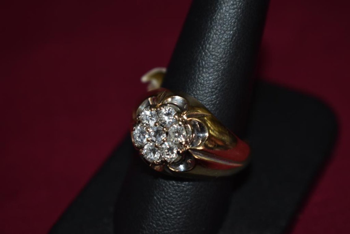 14k 8.80g YG 7 Diamond 1 Ct. Cluster Ring