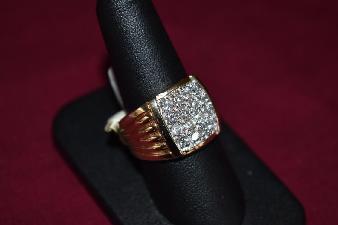 14k 6.10g YG 16 Small Diamond Square Ring