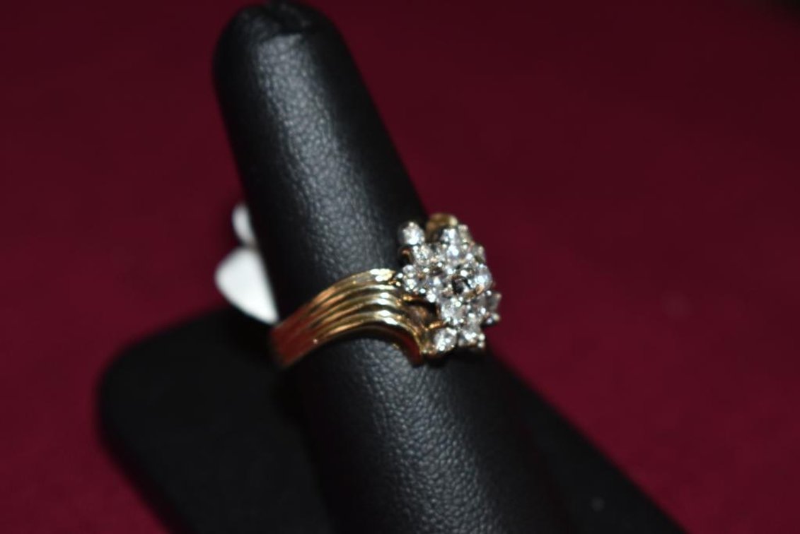 14k 4.60g YD Diamond Waterfall Ring